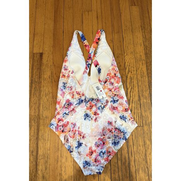 Johnny Was One Piece Swimsuit Summer Days Eyelet Crossback New Size Small Floral - Picture 5 of 6